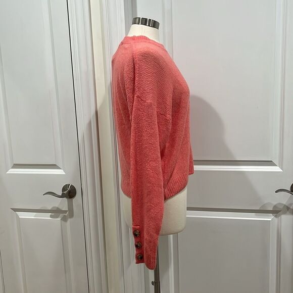 New! JOIE Wool Blend Namio Sweater Button Detail Color: Rose Size Large - Picture 6 of 15